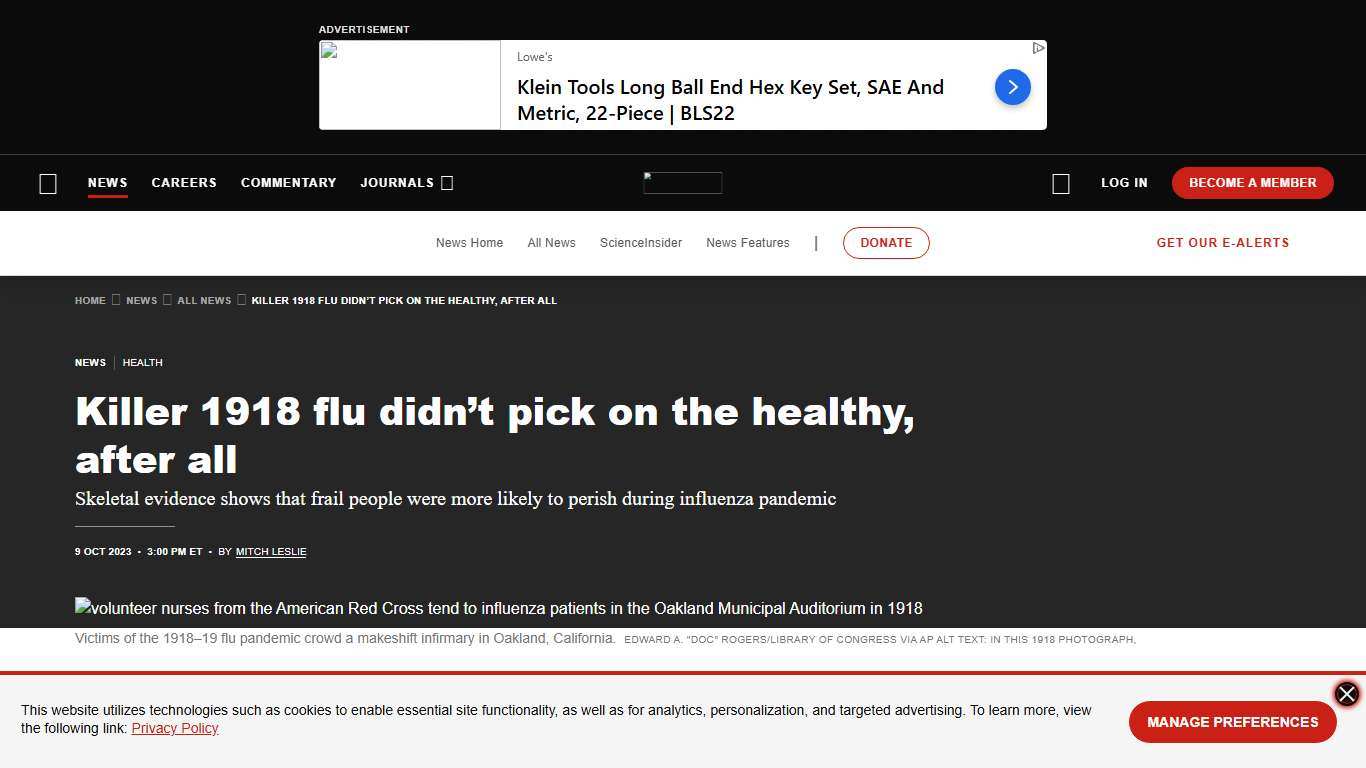 Killer 1918 flu didn’t pick on the healthy, after all Science AAAS